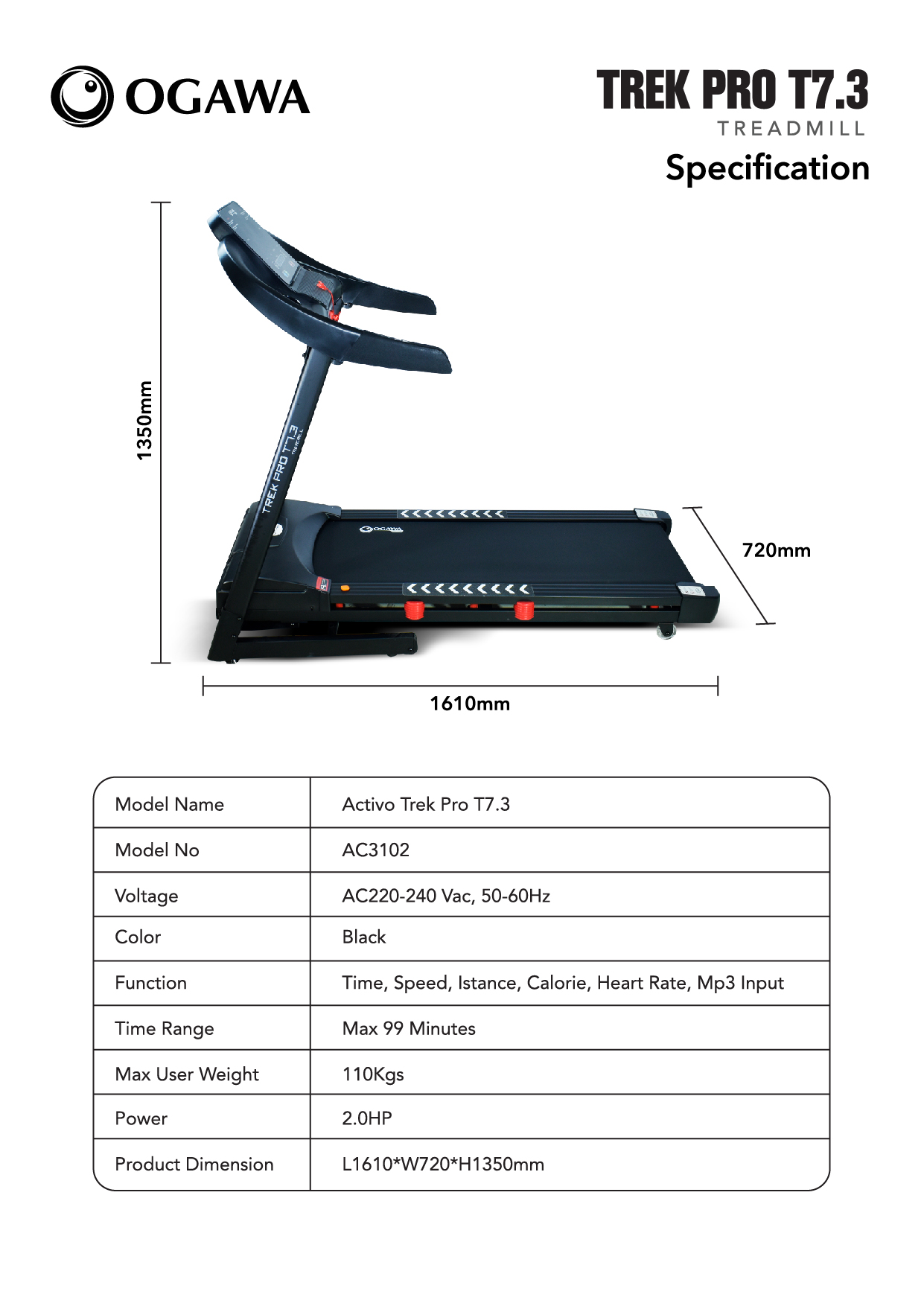 Treadmill ogawa activo t2 hot sale